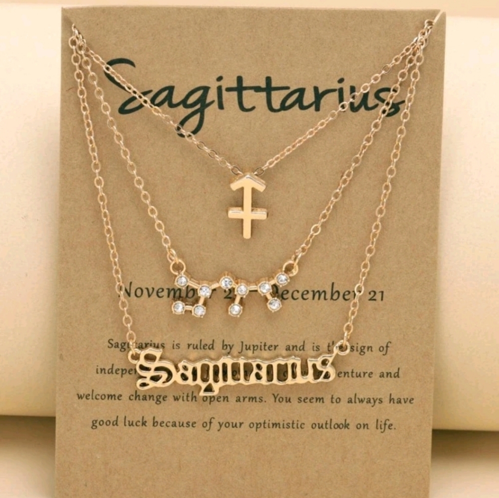 3pcs zodiac sign necklace